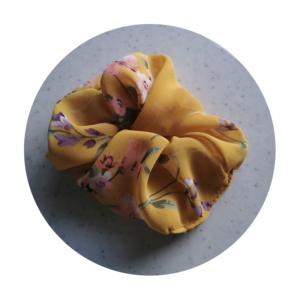 Yellow Floral Scrunchie